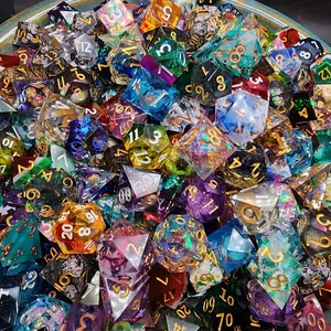Curated DND Sharp Resin Dice Set & Dice Bag | RPG Dice