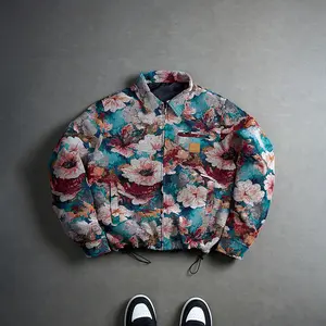 Vintage Print Jacket Spring And Autumn Fashion Casual Lapel Jacket Zipper Closure Streetwear Outfit Floral Design Style Coats