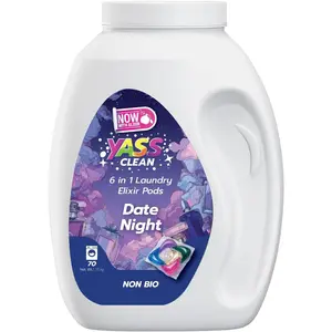 6-in-1 Laundry Detergent Pods, Odor Defense & Stain Remover, Laundry Pods with Fresh Date Night Scent, HE Compatible, 70 Count
