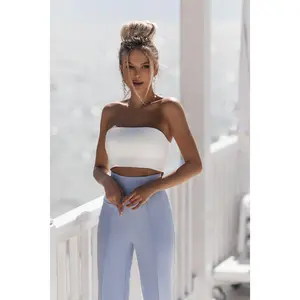 Alexa White Formal Crop Top