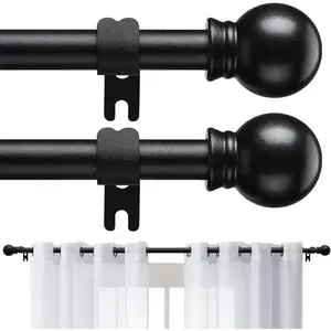 2 Pack Curtain Rods for Windows 66 to 120 Inch, 5/8 Inch Extra Long Matte Black Curtain Rod For Bathroom, Living room, Kitchen (size:28-124 Inch)