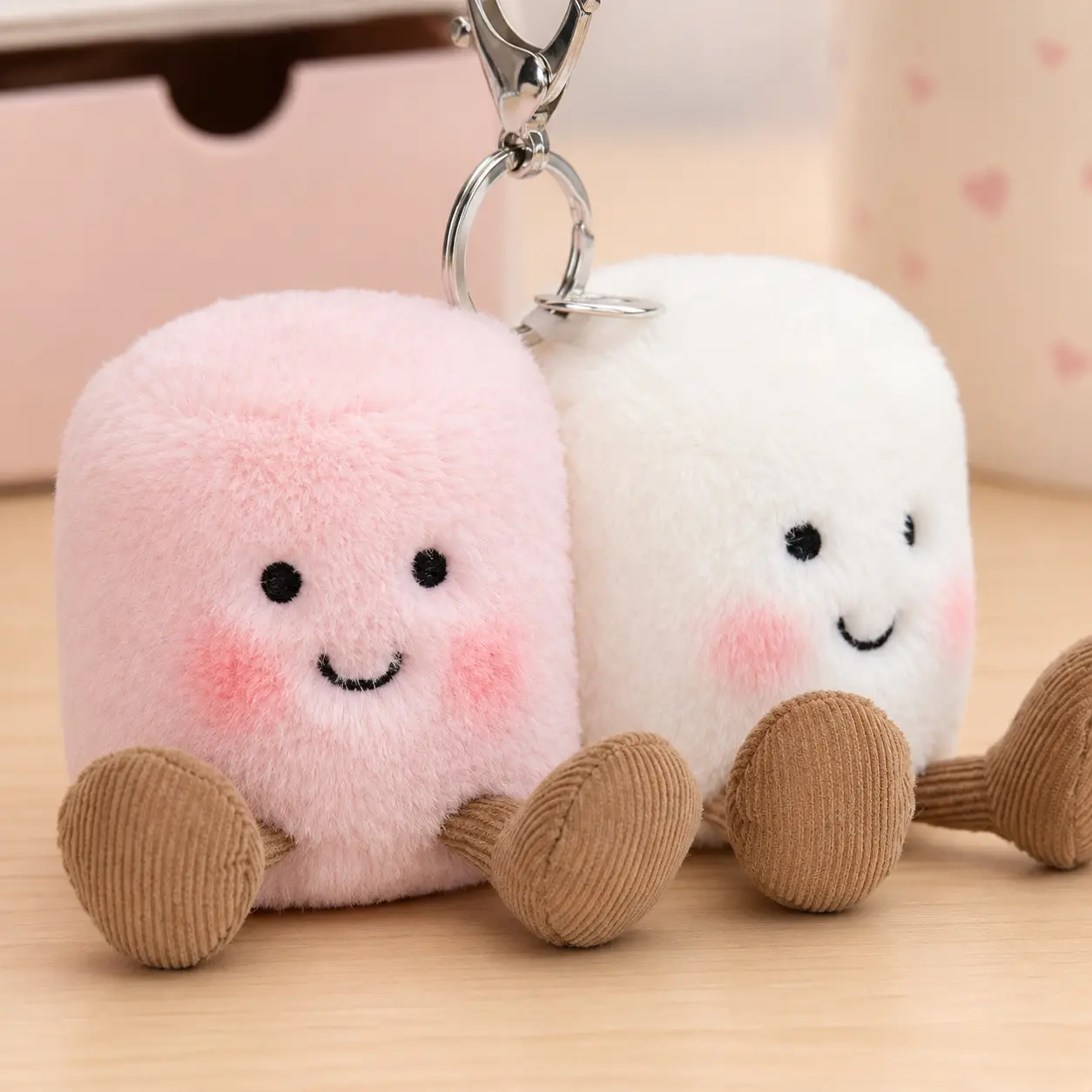 Jellycat Amuseables Pink & White Marshmallows Plush Set, Soft Cute Stuffed Toy Duo,  Room Decor, Birthday Gift for Kids