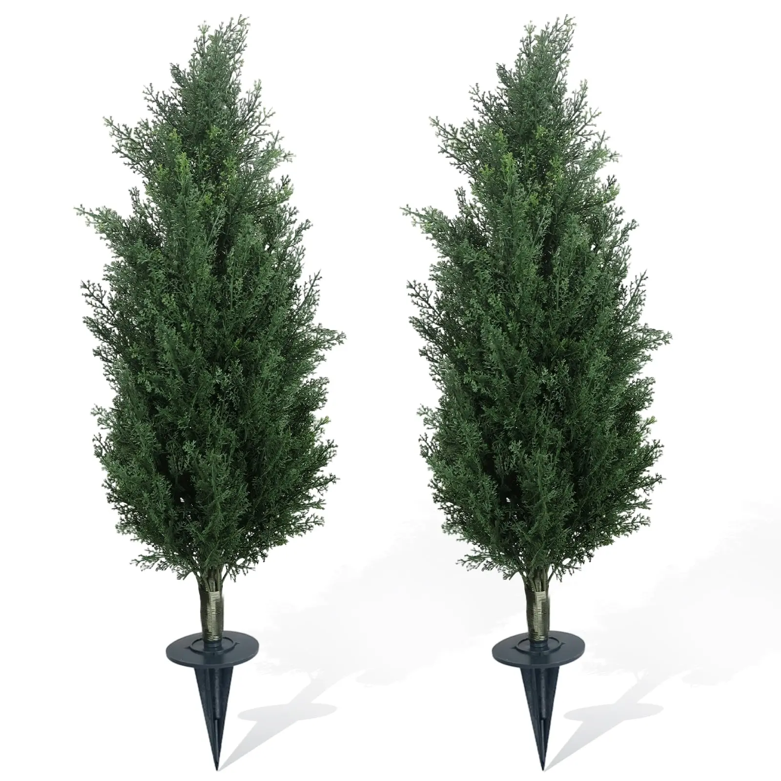 UV Resistant Artificial Pine Trees Set of 2 – Realistic Faux Greenery, Low Maintenance, for Indoor & Outdoor Home, Office, Garden Decor, Includes Ground Spike