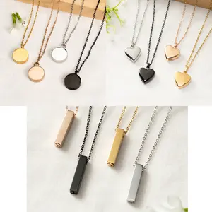 Cremation Urn Necklace for Ashes – Bar, Heart, or Round Memorial Jewelry Keepsake for Human or Pet Loss