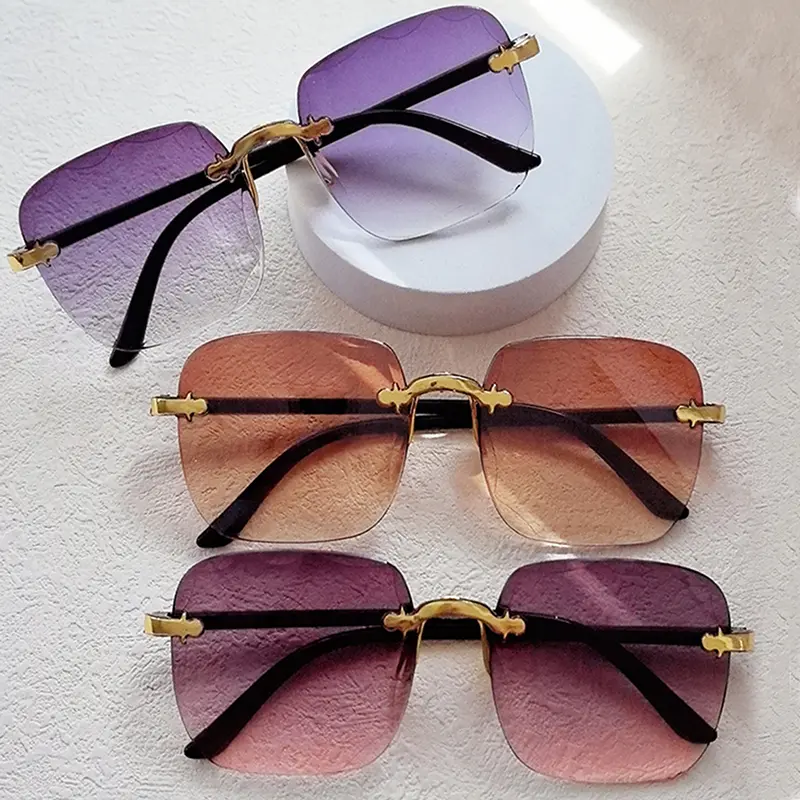 3pcs Frameless Gradient Color Sunglasses Fashion Unisex with Stylish Gradient Lenses for All Seasons Modern Sleek Design