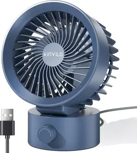 KinYiLO Desk Fan Small Quiet, Stepless Speed Flexible Adjust Mini Fans for Home Office Dorm Desktop, Portable Travel Fan Personal Cooling, Plug In USB Powered