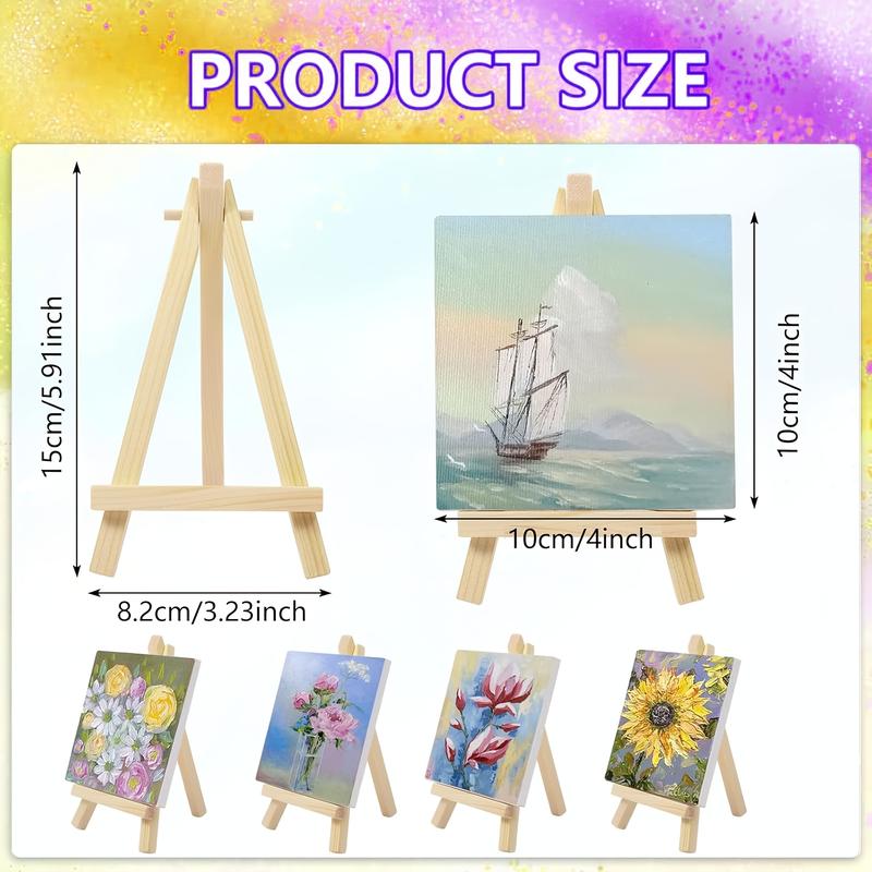 Mini Canvas Set 16pcs/18pcs, Small Art Canvas with Mini Easel, 4x4 Inch Artist Canvas for Adults Kids Party Craft Activities