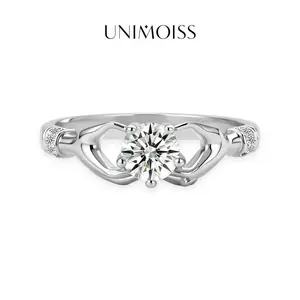 UniMoiss Moissanite Eternal Vow Ring Silver-Plated Wedding Engagement Anniversary Valentine's Day Birthday Gift Daily Wear Jewelry