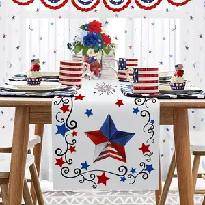 【4thofjuly /fourthofjuly】 July 4th Red and Blue Star Pattern Table Runner Is Suitable for Home Kitchen Dining Decoration, Party Decoration, Gifts, Holiday Decoration 72x13 Inches