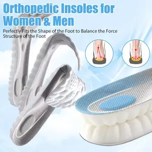 【Super Soft】4D Shoes Insoles - 4D Cloud Technology Insole - Ultra Comfort Insoles, 4D Grey Sports Shoes Insoles, Acupoint Massage Insole for Foot ，For Party Gift Footwear Bedroom Footwear Foam Dry