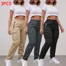 Women's Basic Cargo Straight-Leg Pants - Lady's Elastic Drawstring Waist, Multiple Deep Zip Pockets, No-Stretch Lightweight Fabric, Casual Activewear for Athletic Outdoor & Everyday Wear, XL Size Bottom