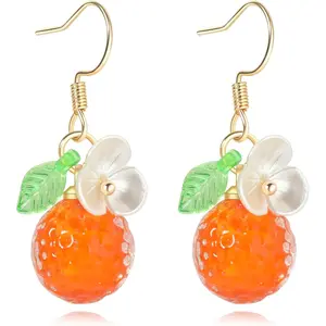 L-EA005 Fruit Earring Strawberry Lemon Orange Grape Cherry Raspberry Pomegranate Lightweight Trendy Drop Dangle Accessories for Women