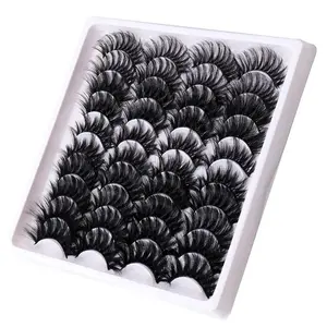 20 Pairs Fluffy Faux Lashes, Natural Thick and Long Curly Makeup False Lashes for Eyelash Extension for Daily & Party Use