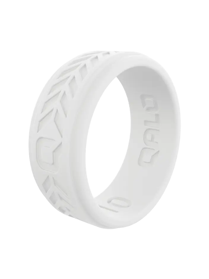 Men's White Chevron 100% Silicone Ring, Fashion Costume Jewelry Accessory, 100% Silicone Rings