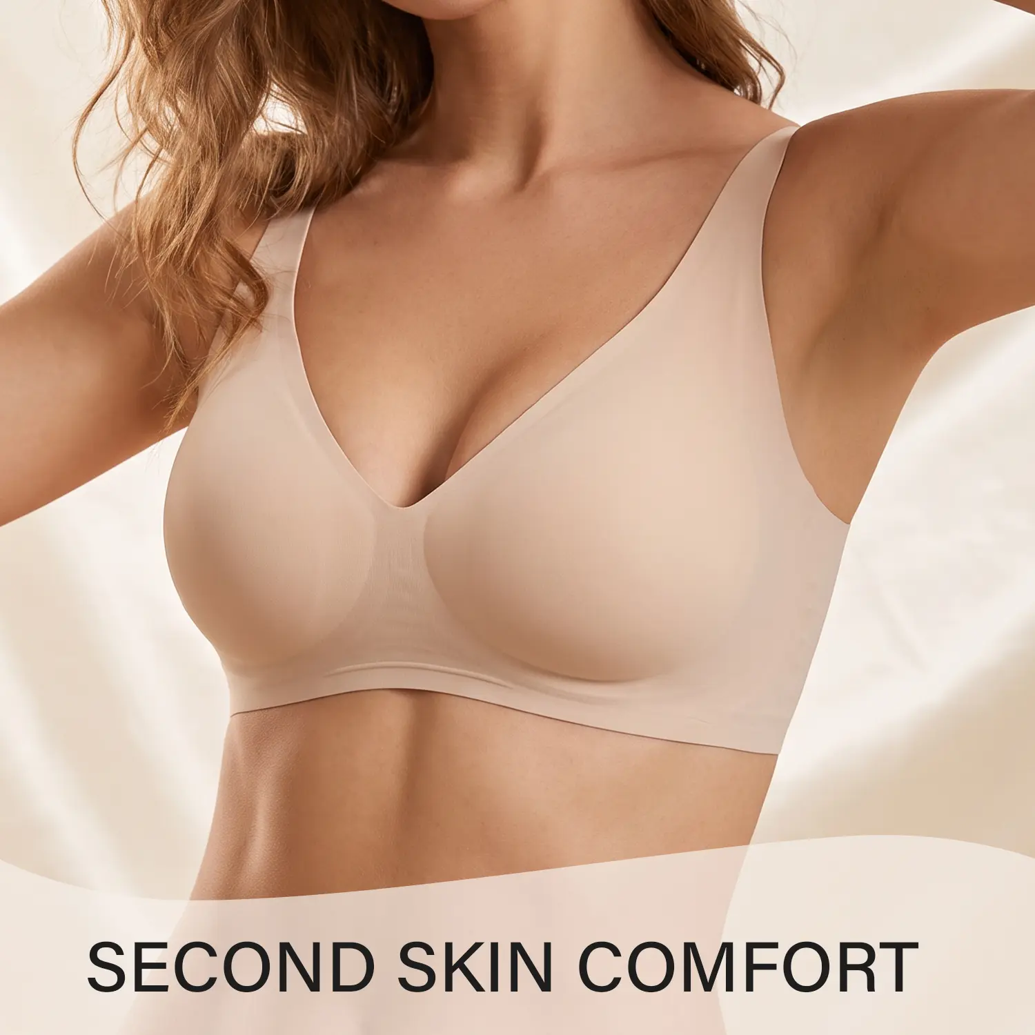 XCVIA Women's Basic Casual Minimalist Style Smooth Nude Jelly Bra - Wireless, Full Coverage, Seamless T-Shirt Bra with Comfortable Soft Breathable Fabric for Work & Everyday Wear, Clothes