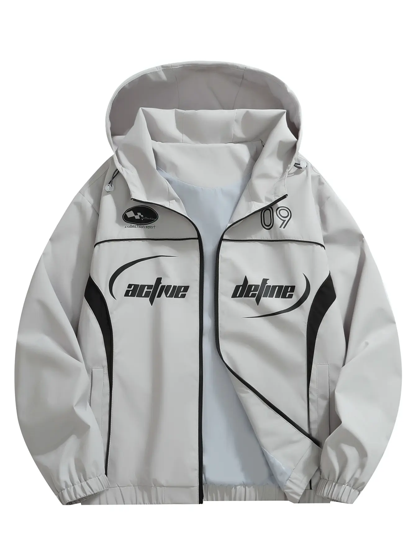 Men’s lightweight hooded casual jacket for spring/autumn, American collegiate style, utility flight jacket design