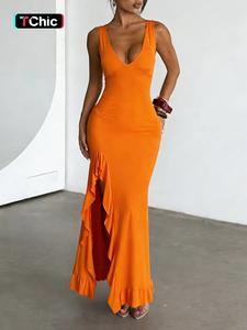 women's plain tank dress, solid color sleeveless split hem formal dress for party club dating wear, ladies summer clothes, womenswear, thigh slit dress, party dresses