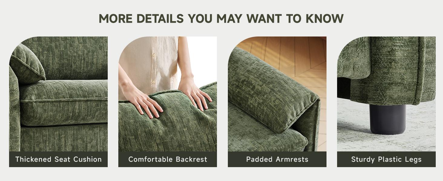 【BackToSchool】ONBRILL Oversized Accent Chair, 41 Inch Chenille Fabric Armchair, Comfy Single Sofa Chair with Padded Arms, Pocket Spring Cushion, Modern Reading Chair for Living Room, Bedroom Furniture BackToSchool