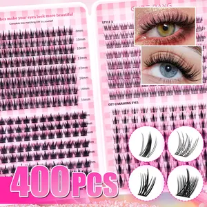 Single Cluster False Lashes, Mixed Length, Natural Fine/dense Style, Reusable, Ultra-Soft, D Curl, Non-Toxic, 0.07mm Thickness
