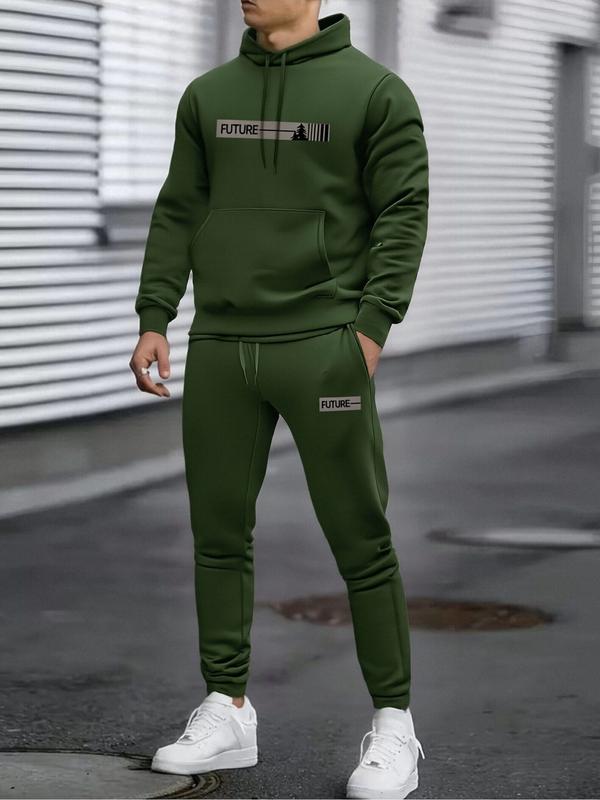 Men's two-piece set: a casual crew neck long-sleeved hooded sweatshirt and sweatpants set, suitable for winter and autumn.Includes a sweater, hoodie, sweatpants, jogging pants, and more. Clothes Menswear Polyester pocket waist sportswear indoor outdoor zi