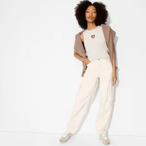 Women's Mid-Rise Barrel Cargo Pants - Wild Fable