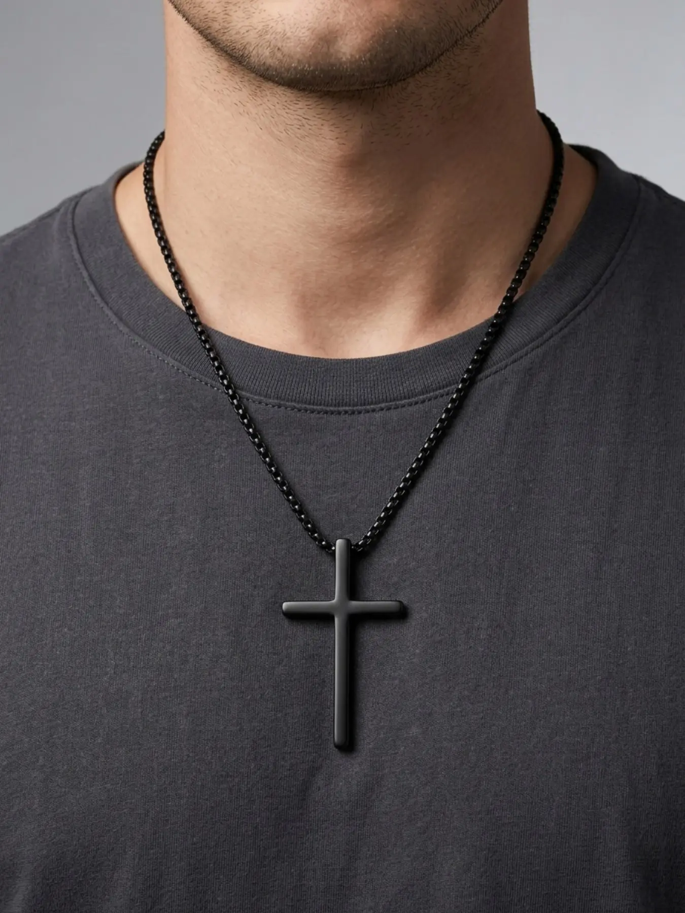 Cross necklace, silver and black cross pendant necklace Faith necklace#Fashionweek#Fallfreshness