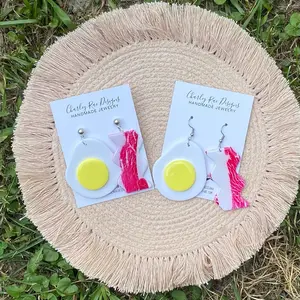 Handmade Eggs and Bacon dangle earrings