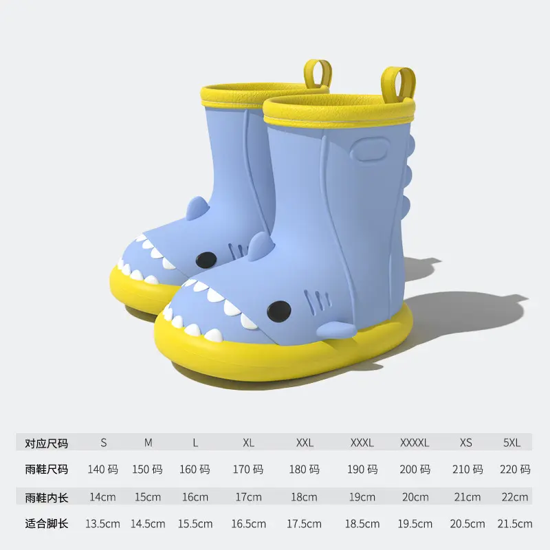 Blue rain boots