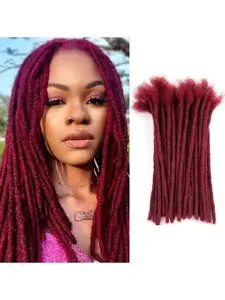 99J Burgundy Wine Red Loc Extensions Human Hair 0.6 cm Thickness 60 Strands Dreadlock Extensions Human Hair Dreads Extensions Locs Extensions for Men Women