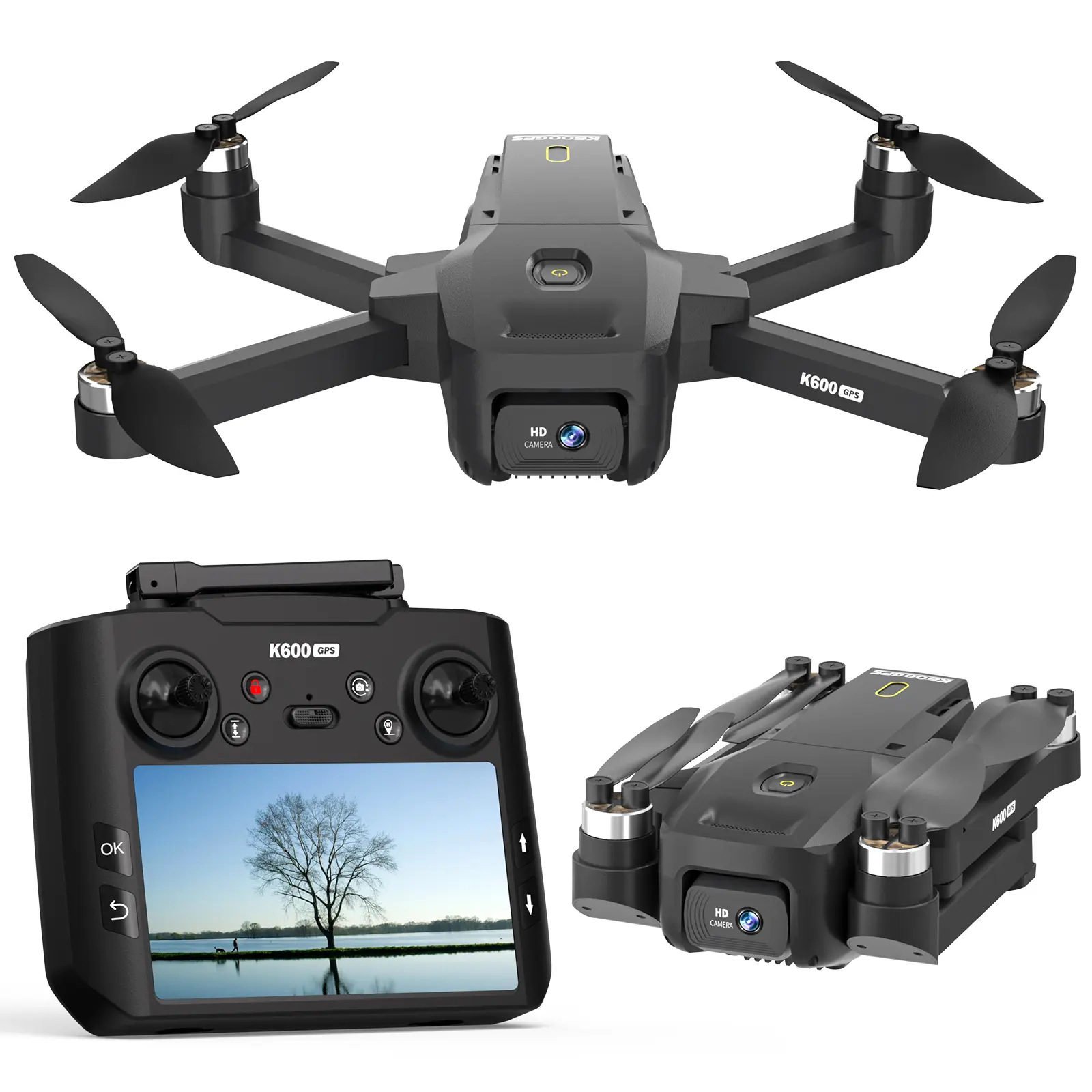 1080P HD FPV GPS Drone with Camera for Adults, Foldable Quadcopter with 4.5" LCD Remote Control, Auto Return Home, Follow Me, Brushless Motor, Carrying Case, Beginner-Professional Friendly (Drones & Accessories for Women)