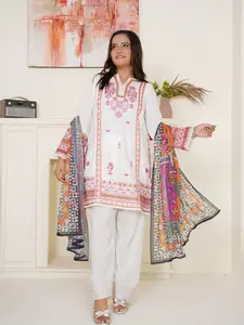 3 Piece Stitched Lawn Embroidery Suit Ready To Wear - Elegant Long Sleeve Set with Neat Finish & Quick Wear Design