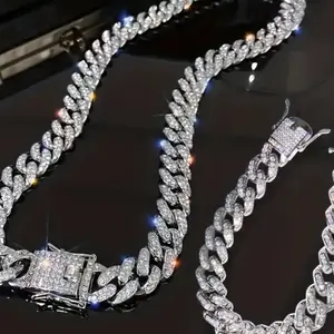 Cuban Style 2 Piece Necklace and Bracelet Set - Fashion Accessory woman jewelry