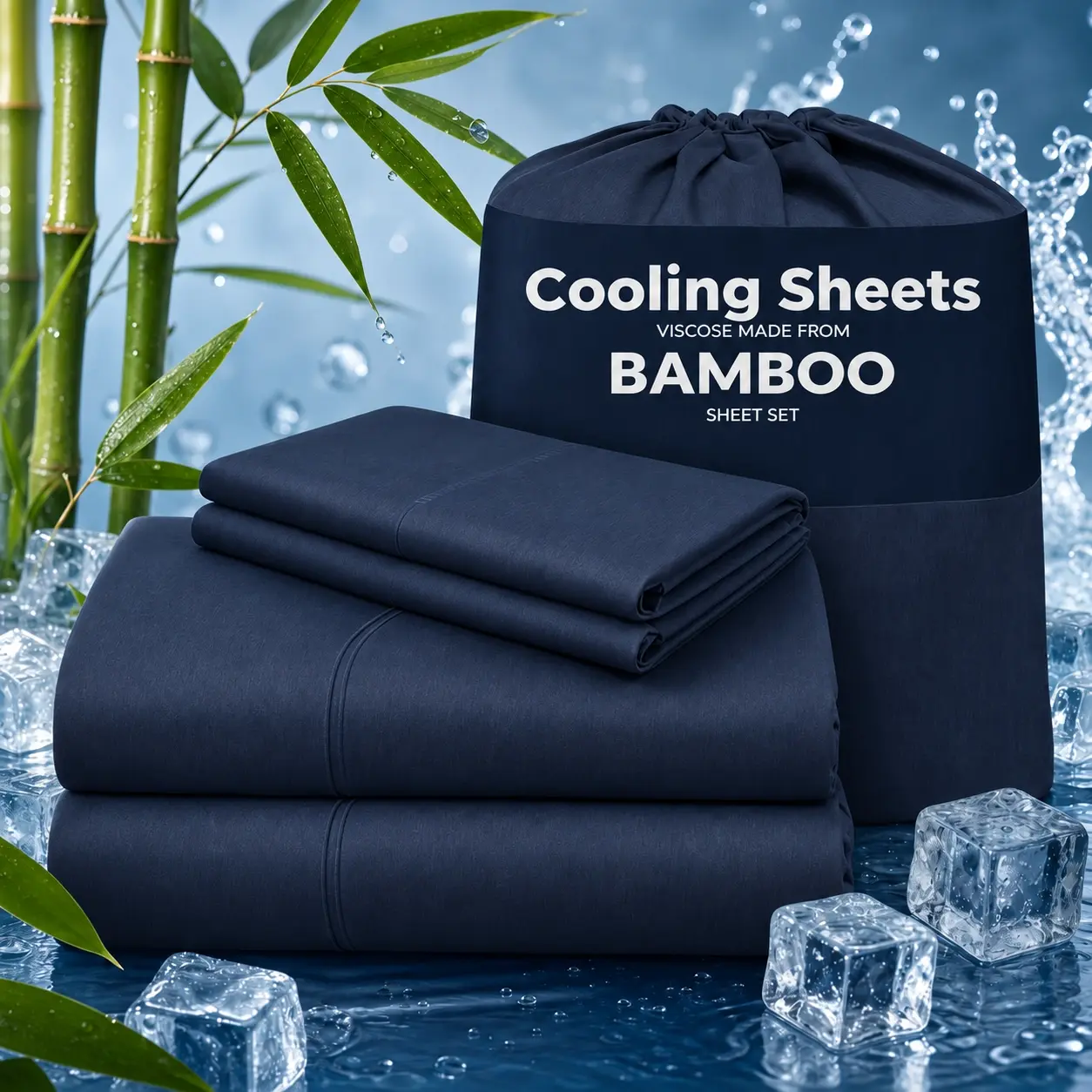 Jollyvogue Viscose Blend Bamboo Sheet Set, 3/4-Pc Bedding Set with 16-Inch Extra Deep Pockets, Lightweight, Cooling Breath, Hotel Luxury, Soft Wrinkle-Free, Fade-Resistant, Includes Pillowcases, Gift for Her