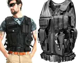 Universal Airsoft Hunting Paintball Tactical Vest - Breathable Polyester, Multi Pockets, Adjustable Size, Heavy Duty Back Loop System