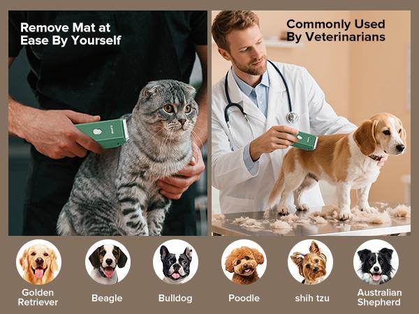 Home Professional Dog Grooming Kit Clipper for Matted & Long Hair, Cordless Pet Shaver Low Noise USB Rechargeable for Cats, Small&Medium Dogs, Handy Pet Hair Grooming Trimmer