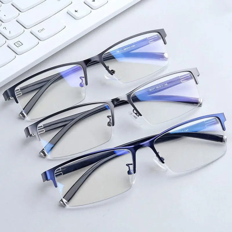 Half Frame Myopia Glasses Eyewear Male Female Near Sight Glasses Ultra Light Black Blue -50 To -600 mens glasses gafas