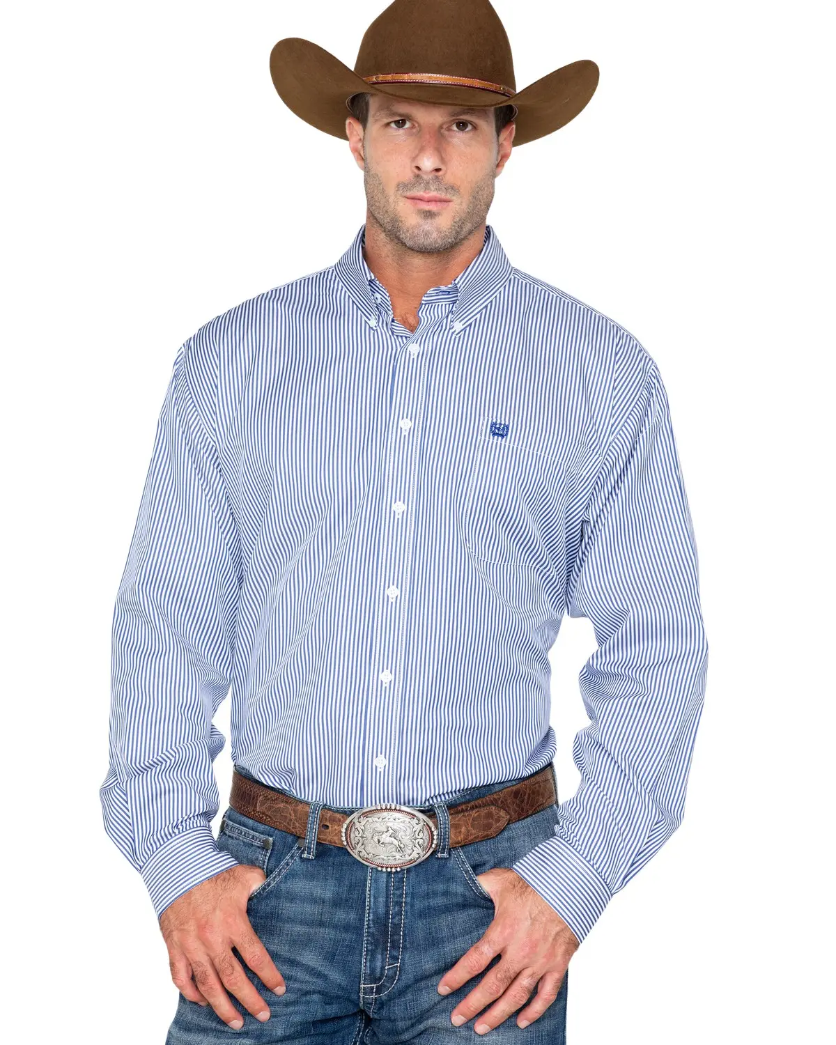 Cinch Men's Men'S Tencel Mini Stripe Long Sleeve Button-Down Western Shirt - Mtw1104729