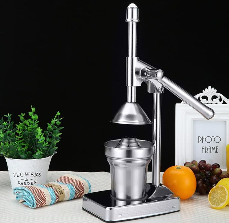 Stainless Steel Manual Citrus Juicer, Heavy Duty Hand Press Squeezer for Oranges, Lemons & Pomegranates, No-Electricity Fruit Extractor for Home & Commercial Use