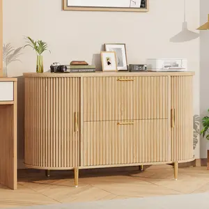 SEDETA 2 Drawer File Cabinet, 39.4inch Filing Cabinet for Home Office, fit Legal/Letter/A4 Size, Modern Fluted Filing Cabinets with 2 Sliding Door Storage, Printer Stand