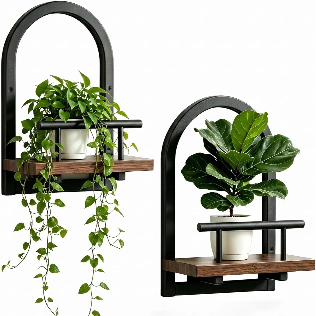 Heavy Duty 2-Piece Floating Wall Shelf Set - Home Decor Items, Aesthetic Room Decor, Indoor Plant Holder for Living Room, Bathroom, Office