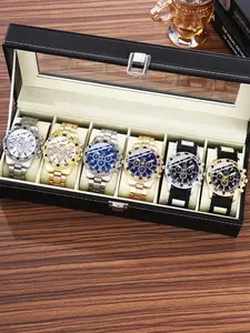 Men's Fashion Round Dial Analog Quartz Watch with Box, Fashion Watch Set for Party & Daily Wear, Trendy Versatile Wristwatch Set for Birthday Gift