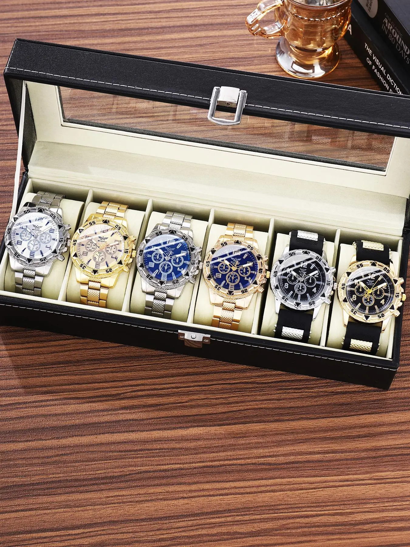 Men's Fashion Round Dial Analog Quartz Watch, with Box, Fashion Watch Set for Party, Daily Decor, Trendy All-match & Exquisite Watch Set for Birthday