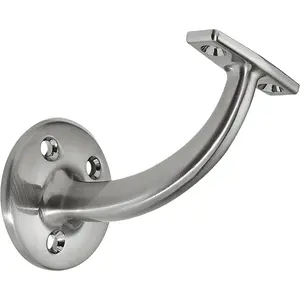 5 Pack 3-3/16 Inch Brushed Satin Nickel Handrail Bracket Heavy Duty Hardware for Stairways, Home or Office Stair Support Hand Rail Brackets