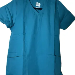 TRU Teal Scrub Uniform Top for Healthcare Professionals with V-Neck and Functional Pockets