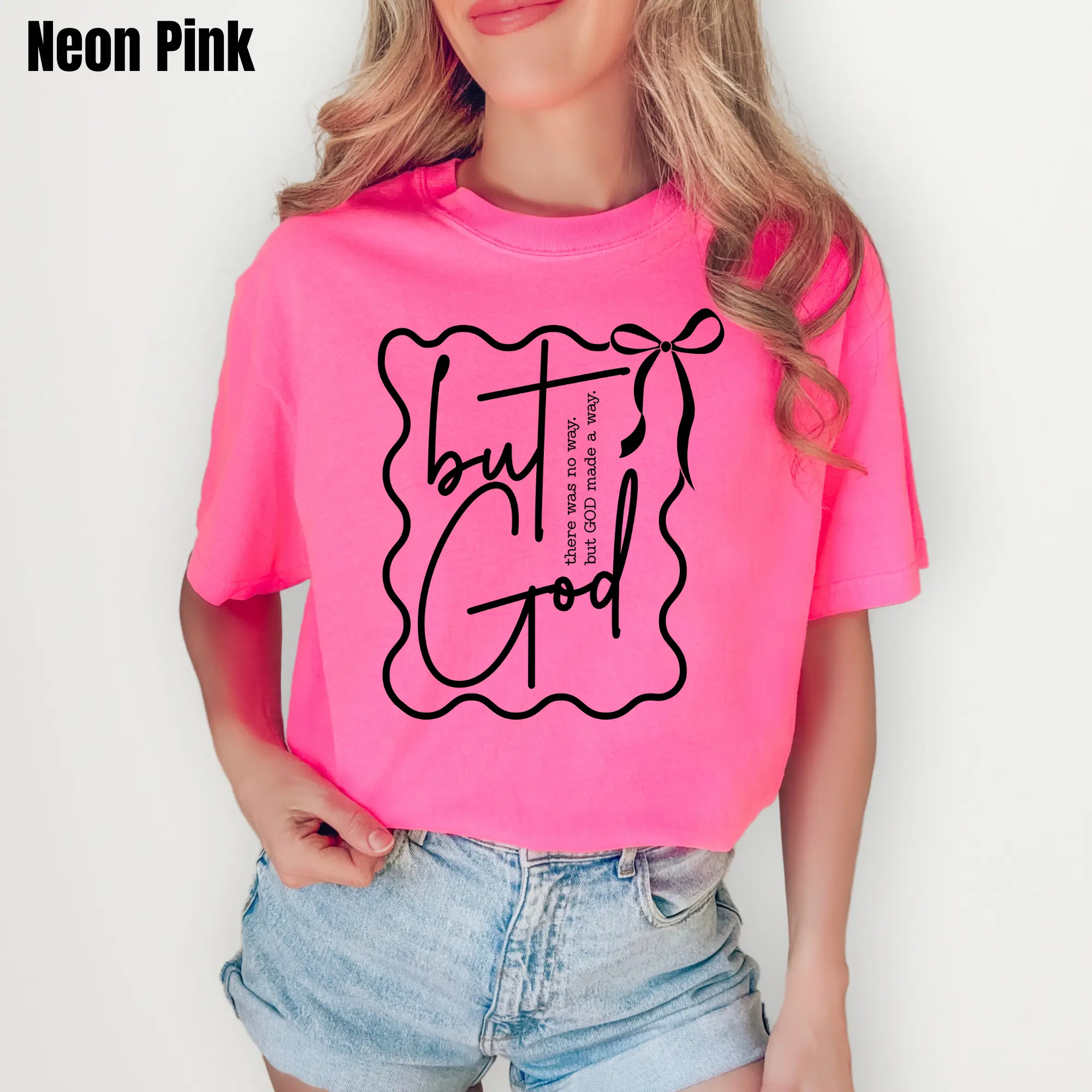 But God Ribbon Black Comfort Colors T-Shirt 'SBSNLB'