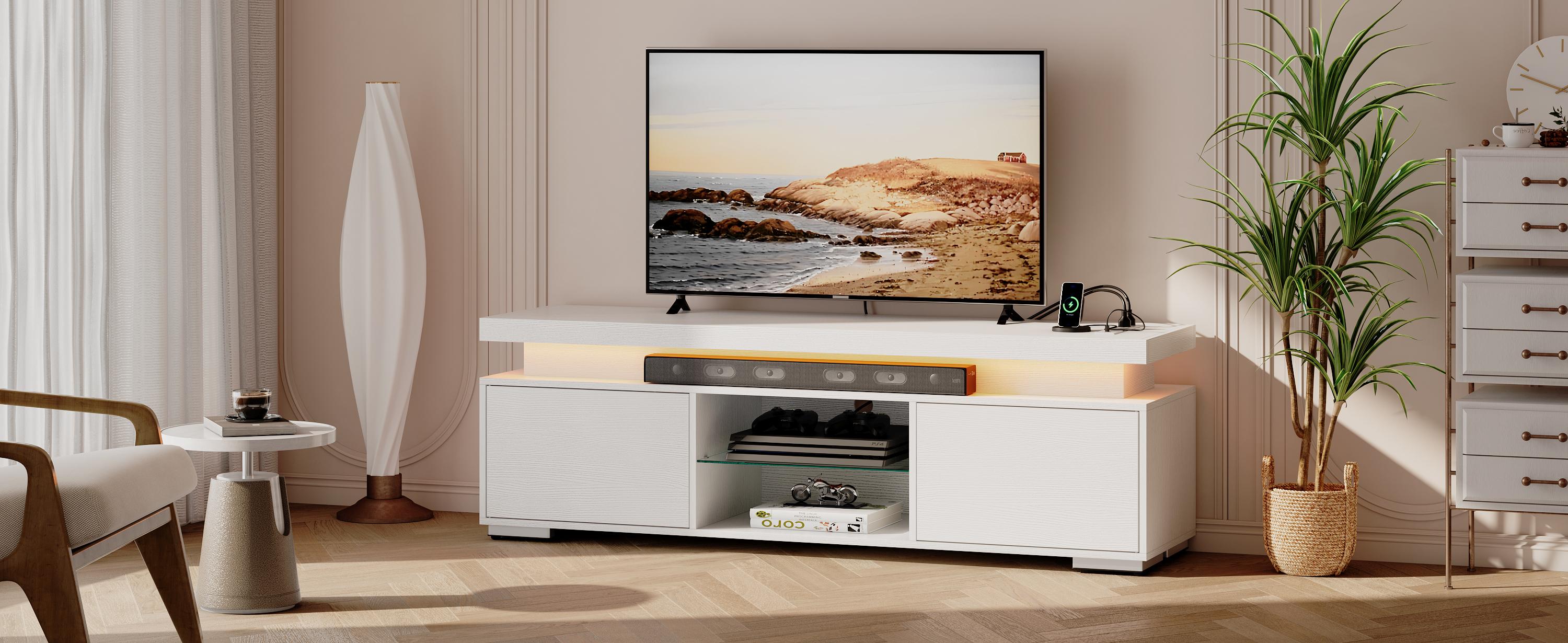 Yitahome TV Stands for Living Room, Modern Entertainment Center w/Power Outlets, LED Television Stands with Storage, Wood TV Stand, Gaming Media Stand Yitahome TV Stands for Living Room, Modern Entertainment Center w/Power Outlets, LED Television Stands with Storage, Wood TV Stand, Gaming Media Stand