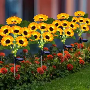 Solar Powered Sunflower Simulation Light, Outdoor Garden Decoration with Solar LED Lights, Outdoor Decorative Lights Perfect for Patios, Yards, and Lawns, Solar Landscape Lights, Solar Pathway Lights
