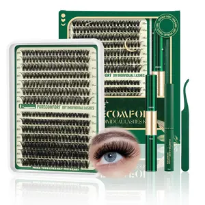 Lash Clusters Kit DIY Lash Extension Kit 280pcs Soft Lash Clusters 60D+80D D Curl Easy to Apply with Bond and Seal Applicator Remover Eyelash Extension Kit at Home(RMkit-60D80D-D-10-18mix)