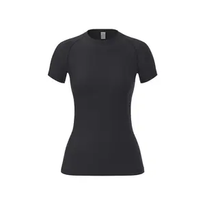 Women's compression shirt, short-sleeved sports yoga running T-shirt summer gym workout quick-drying stretch T-shirt, clothing