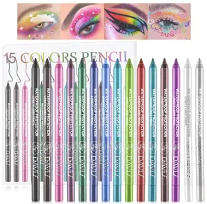 15 Colorful Eyeliner Pen Set, Eye Shadow Pencil, Pearl Eyeliner Kit Metallic Glitter Colored Eye liner for Women Eye&Lip Liner Professional Waterproof Eye Makeup